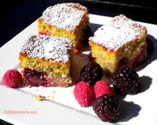Polenta-Almond Cake with Berries.
