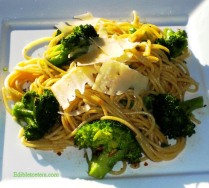 Spaghetti with Broccoli, Anchovies, Garlic & Chili.
