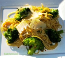Spaghetti with Broccoli, Anchovies, Garlic & Chili.