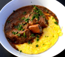 Beef Short Ribs Braised in Red Wine with Porcini served over Soft Polenta