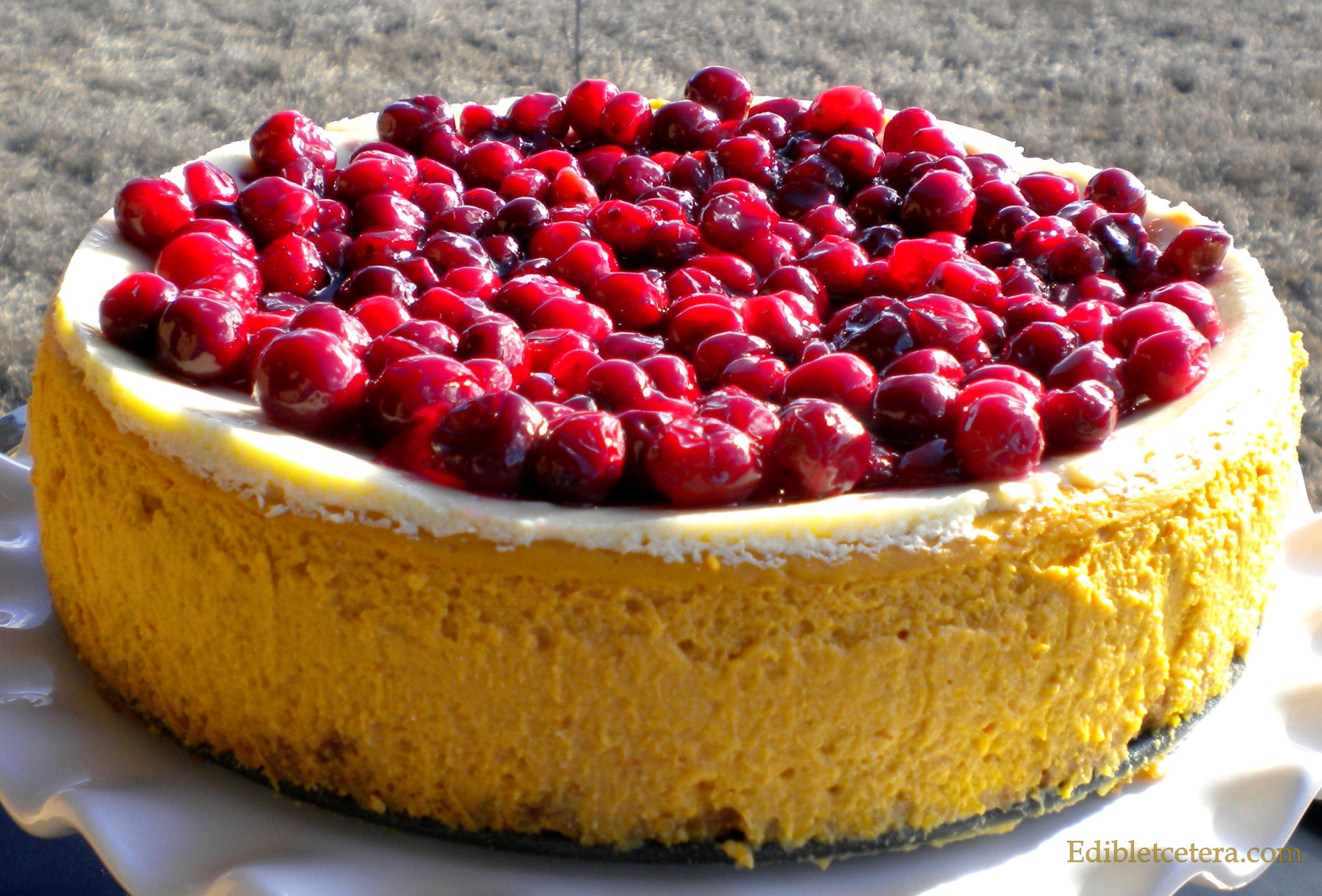 Pumpkin cheesecake with glazed cranberries 005 | Edibletcetera – Fast ...
