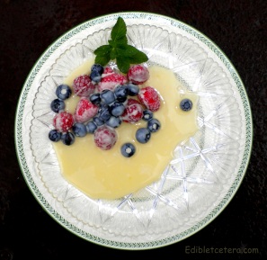 Frozen Berries with a Warm White Chocolate Sauce