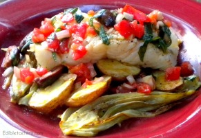 Baked Fish with Roast Potatoes & Fennel