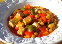 Chickpea and Smoked Tofu Stew with Sweet Peppers and Tomatoes