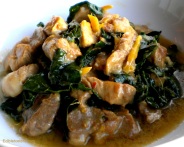 Pork Braised in Coconut Milk with Ginger, Chili, Fish Sauce & Kale