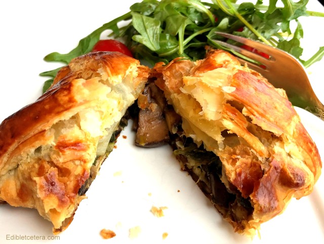 Mushroom, Chestnut, Spinach & Goat Cheese Puff Pastry Parcels